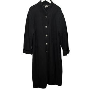 Geiger Austria Womens Long Black Wool Coat Size 44/Large Button Duster Maxi